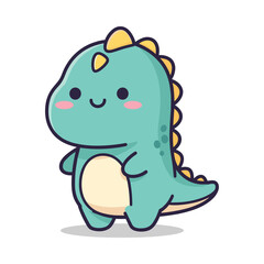 Obraz premium Cute Cartoon Dinosaur Illustration for Kids