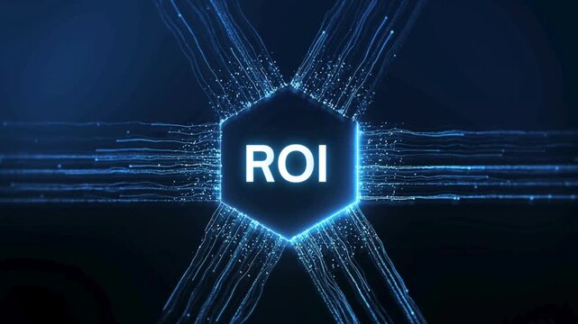 Return on Investment ROI Neon Concept | Digital Finance, Business Performance Growth , Optimizing ROI Neon Animation | Business Growth, Financial Success, Digital Technology