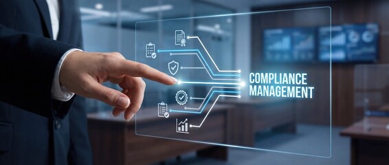 Compliance Management Concept: Digital Interface and Business Professional