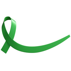 Green Awareness Ribbon Stands for Mental Health. Also for Environmental Protection, Kidney Disease, Cerebral Palsy, and Brain Injuries.