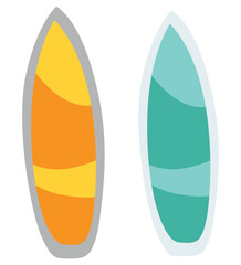 Colourful Summer Surfboards Icon Set in Watercolour Style with Vibrant Beach Vibes
