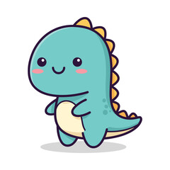 Obraz premium Adorable Cartoon Dinosaur Illustration for Kids