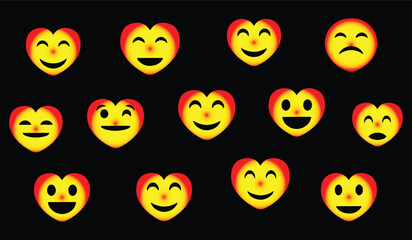 Obraz premium Soft 3D Inspired Emoji Silhouette Set