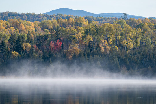 Early morning mist over Haley Pond, Rangeley, Maine