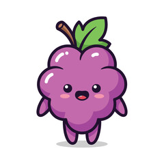 Cute Purple Fruit Cartoon Character Illustration