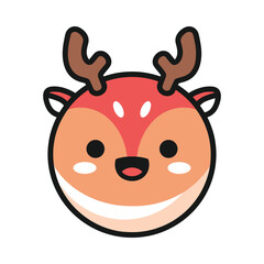 Cute Cartoon Reindeer Face Illustration
