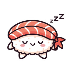 Cute Cartoon Sushi Sleeping Peacefully Illustration