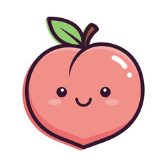 Cute Cartoon Peach Illustration with Smiling Face