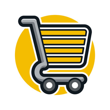 Isolated Trolley or Shopping Cart Cartoon Illustration.