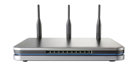 Sleek modern wireless wi-fi internet router with three antennas