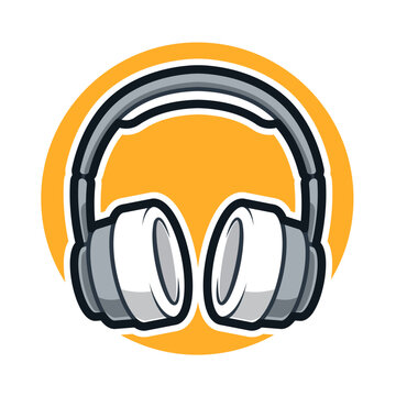 Cartoon Illustration of Headphone for Listening Recorder