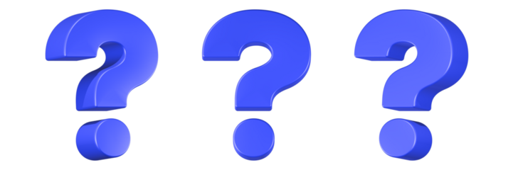 question mark icon 3d render blue color 