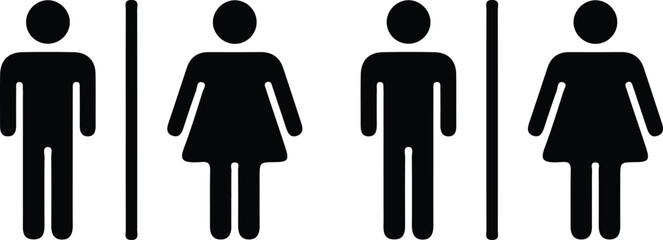 black man woman four icons set vector illustration toilet sign symbol 