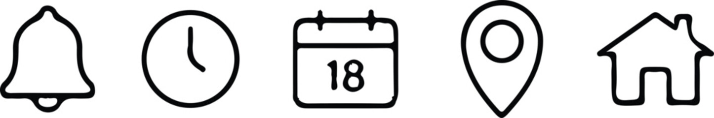 address location black line icon set vector illustration style art 