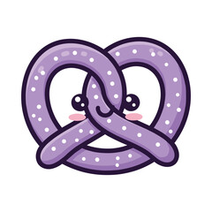 Cute Cartoon Purple Pretzel with White Dots Illustration