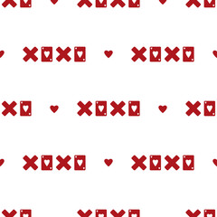 Love xoxo isolated on a white background. Minimal seamless pattern with red love icons and symbols, ideal for Valentine, romantic, and modern graphic backgrounds.
