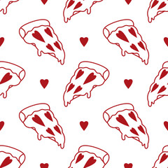 Red Pizza Heart Isolated on a White Background