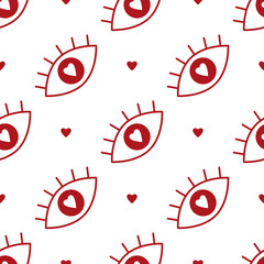 Red Eye Heart Seamless Pattern illustration