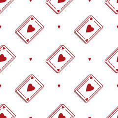 Red Heart Diamond Seamless Pattern. Geometric seamless pattern with red hearts inside diamonds, ideal for Valentine, love, and modern graphic designs.