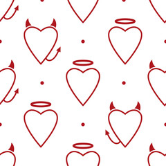 Red Angel Heart Seamless Pattern