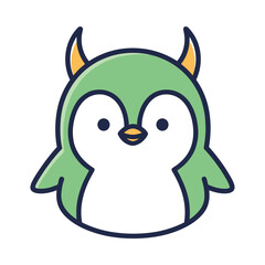Cute Cartoon Penguin with Devil Horns Illustration