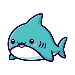 Obraz premium Cute Cartoon Shark Illustration