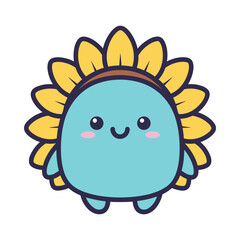Cute Cartoon Sunflower Character Illustration
