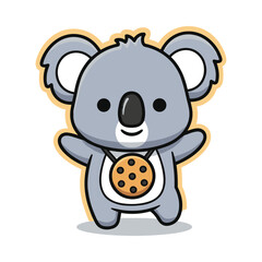 Adorable Cartoon Koala with Cookie Illustration