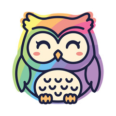 Colorful Cartoon Owl Hugging Egg Vector Illustration