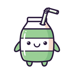 Cute Cartoon Character Drinking Juice Illustration