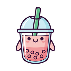 Adorable Cartoon Bubble Tea Illustration
