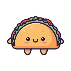 Cute Cartoon Taco Character Illustration