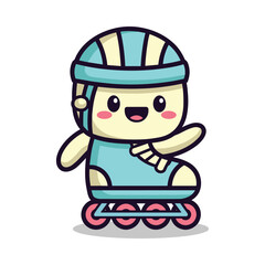 Cute Cartoon Character on Roller Skates Illustration