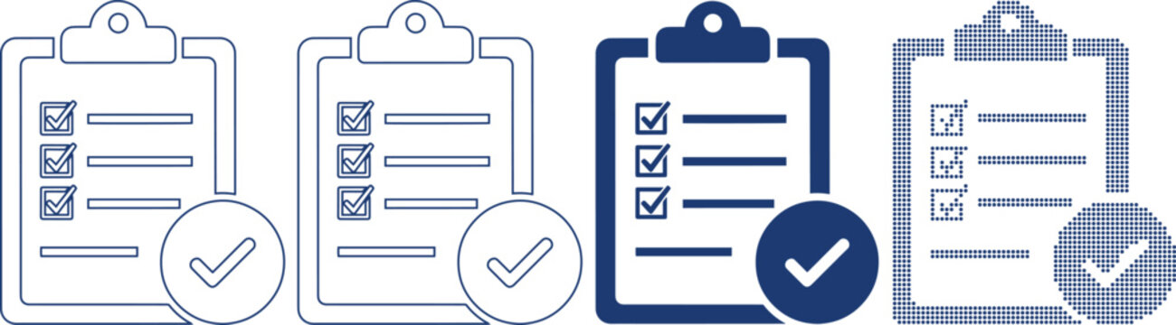 Set of checklist board icon in different styles isolated on transparent background
