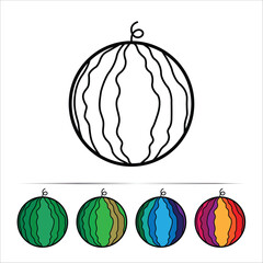 Watermelon Outline and Colorful Variations Set