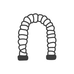 Ancient Stone Arch Illustration. Fantasy architectural landmark drawn with ink texture, abstract hand drawn vector artwork for mystical decorative projects