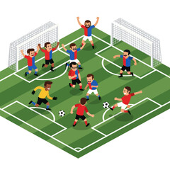 Soccer Players in Action on Field.