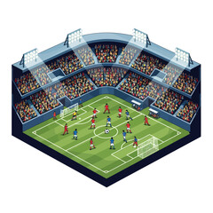 Soccer Stadium with Players and Spectators.