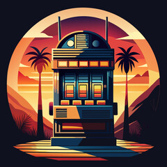 Retro futuristic sunset