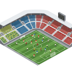 Soccer Stadium with Players and Spectators.