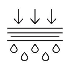 Pore absorption icon linear vector design liquid drop penetration dermatology symbol skin care layer beauty outline illustration element