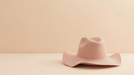 Classic western cowboy hat floating gently above a textured pastel background, modern creative concept, clean visual hierarchy
