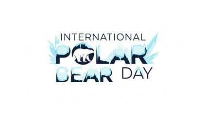 International polar bear day awareness campaign logo with stylized bear silhouette and icy design elements