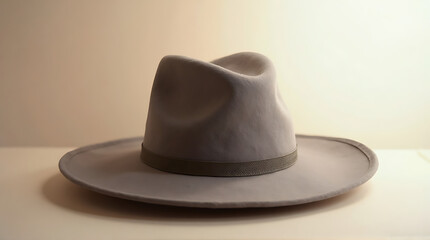 Premium cowboy hat isolated on a smooth studio background, sophisticated color harmony, precise proportions, minimalistic style