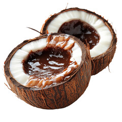 Chocolate filled coconut on transparent background
