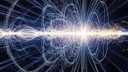 Light Energy Waves Travel Through Bright Circular Arcs