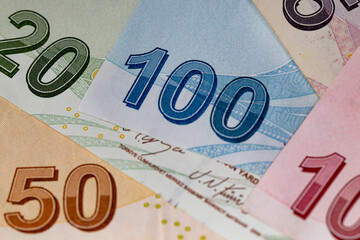 Various Turkish Lira Banknotes Close Up