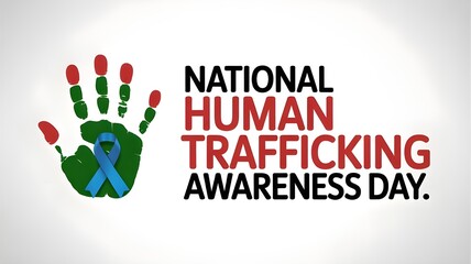 National human trafficking awareness day logo with handprint and text