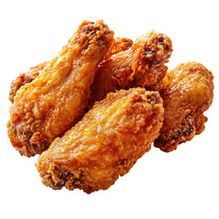 Crispy fried chicken pieces on transparent background