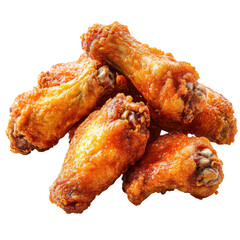 Crispy fried chicken wings on transparent background